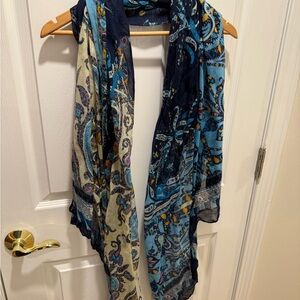 Blue and Cream Paisley Scarf